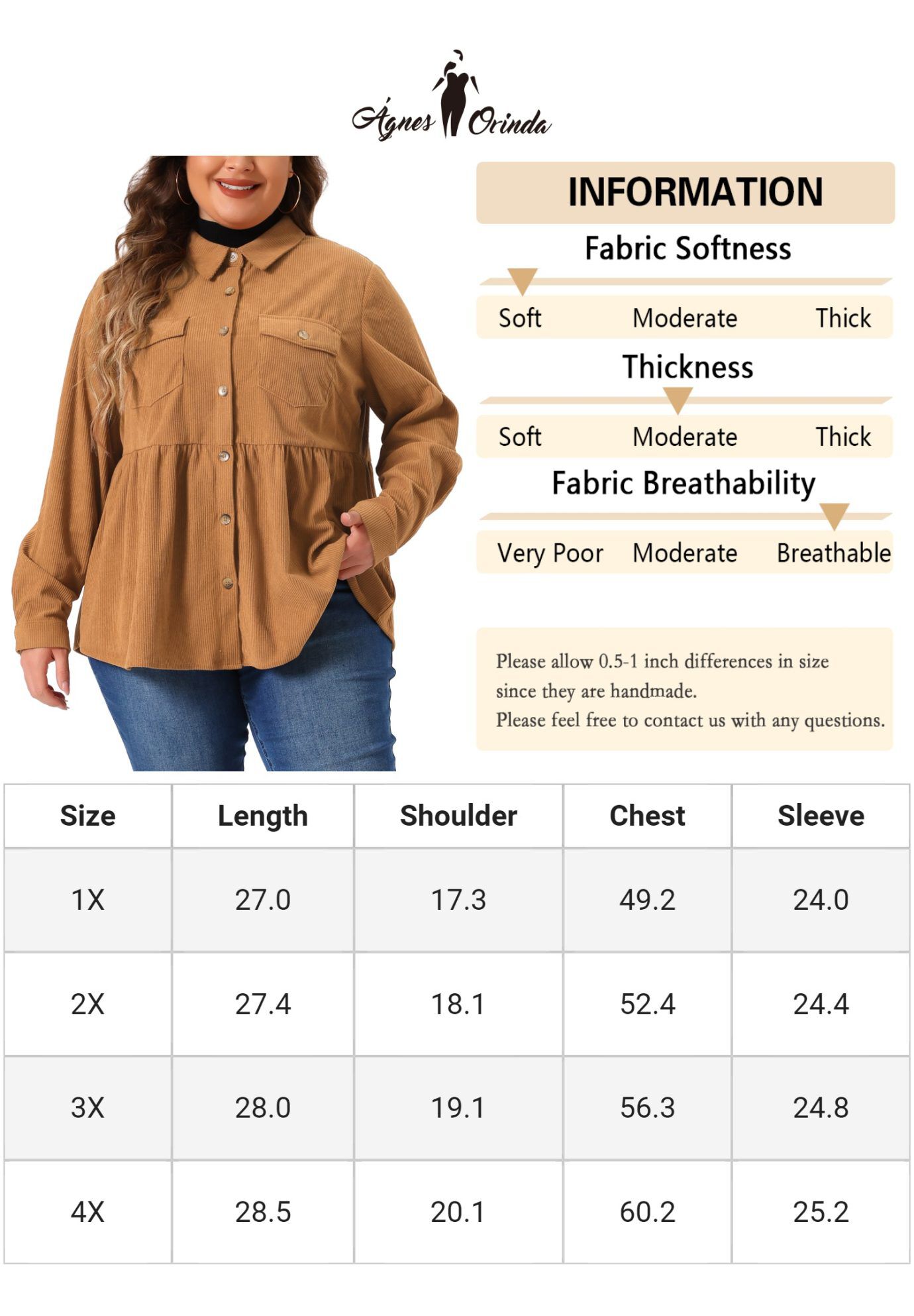 Peplum Button Down with Pockets Corduroy Shirt, Brown / Brown, alternate image number 4