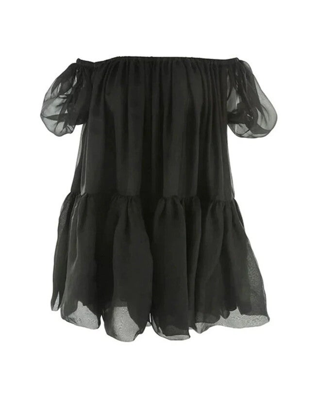 Elyssa Organza Mini Dress, Black / Black, hi-res image number null