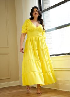 DEMETER TIERED MAXI A LINE DRESS