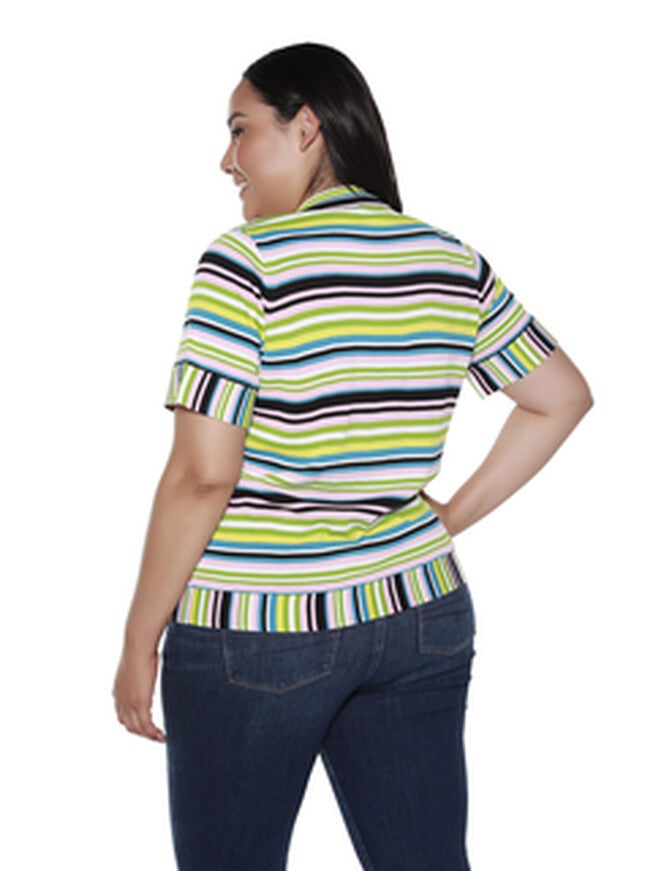 Juniper Striped Short Sleeve Sweater, , alternate image number null