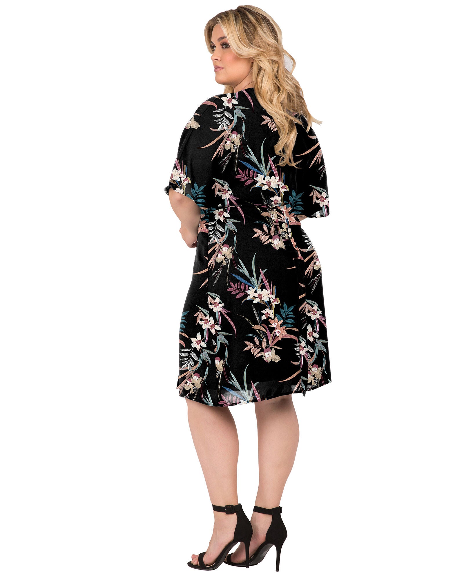 Plus Size Candice V-Neck Kimono Wrap Midi Dress, , alternate image number 4