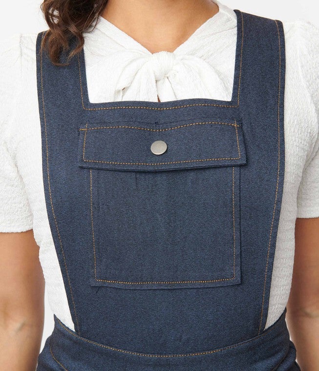Unique Vintage Dark Denim Overalls, , alternate image number null