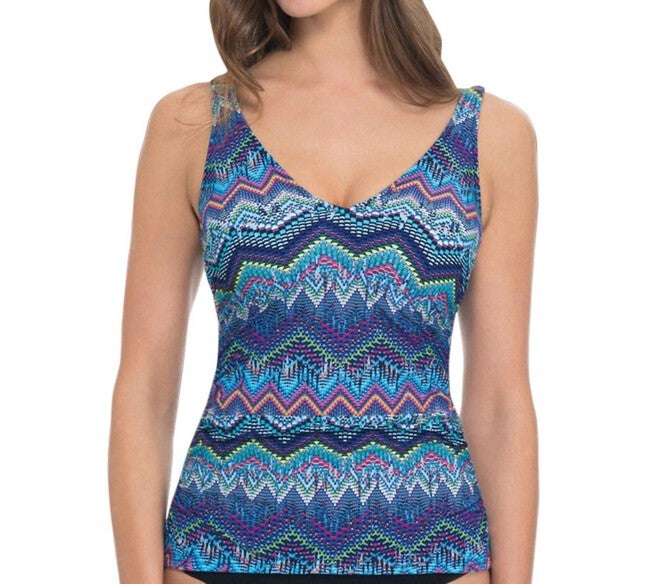 D-CUP UNDERWIRE V-NECK TANKINI TOP, Skyline / Light Blue, hi-res image number null