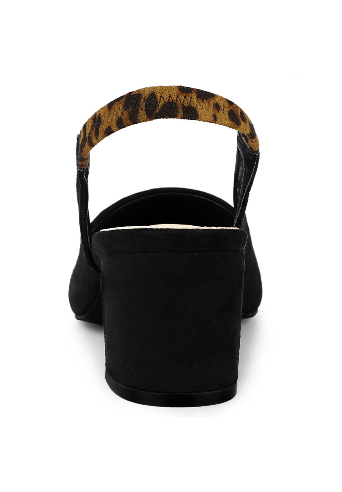 Pointed Toe Block Heel Pumps Slingback Heels, Black / Black, alternate image number 2