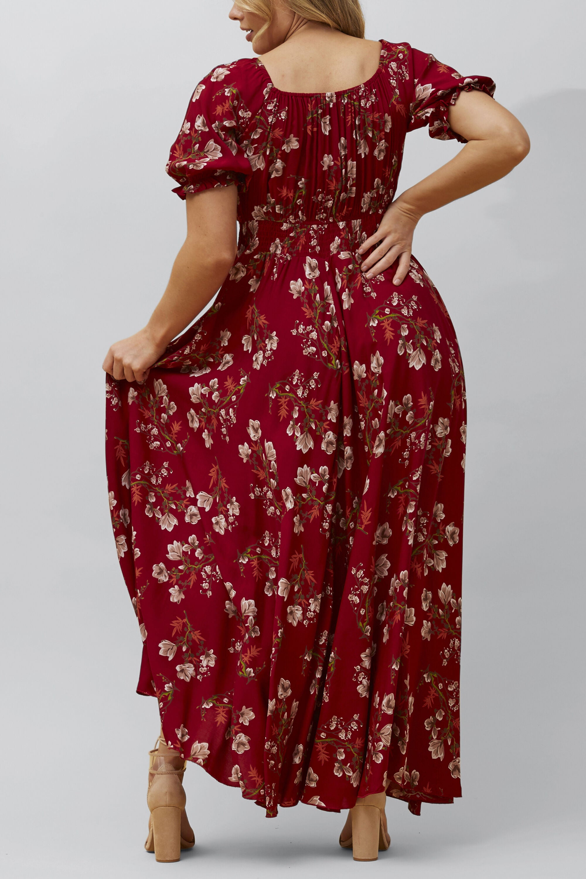 Carla Maxi Dress Floral Puff Short Sleeves, , alternate image number 8
