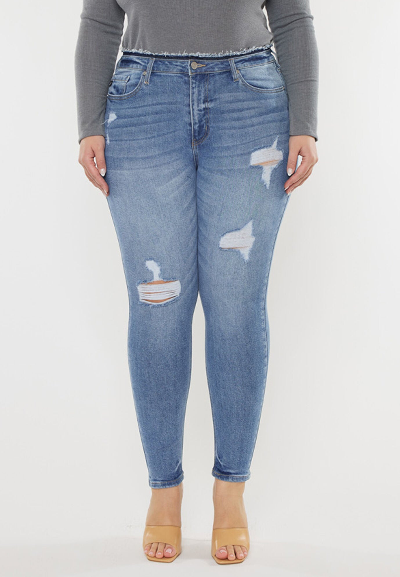 Ivory High Rise Super Skinny (Plus Size), Medium Wash / Medium Wash, alternate image number 4