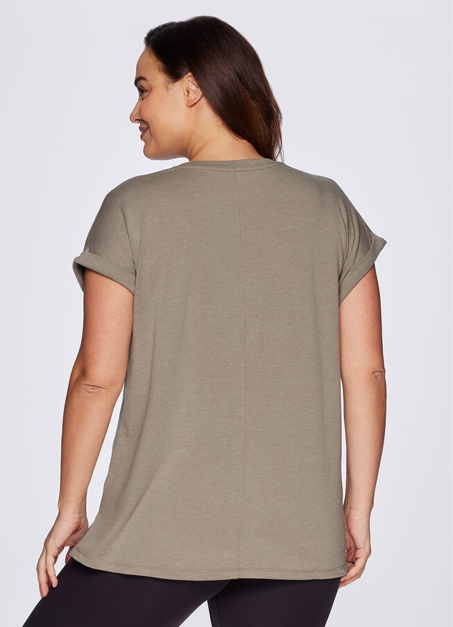 Plus Everyday V-Neck Tunic, Sage / Light Green, alternate image number null