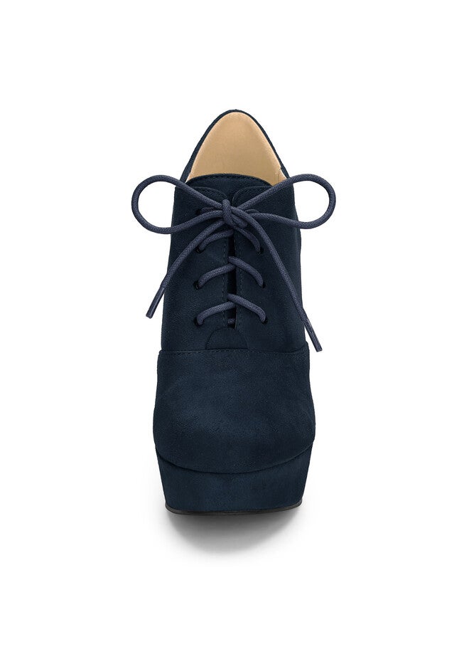 PLATFORM CHUNKY HEEL LACE UP BOOTIES, Navy Blue / Navy, alternate image number 2