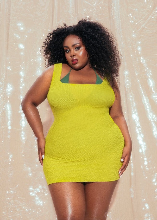 Neon Swim Dress, Green / Chartreuse, hi-res image number 0