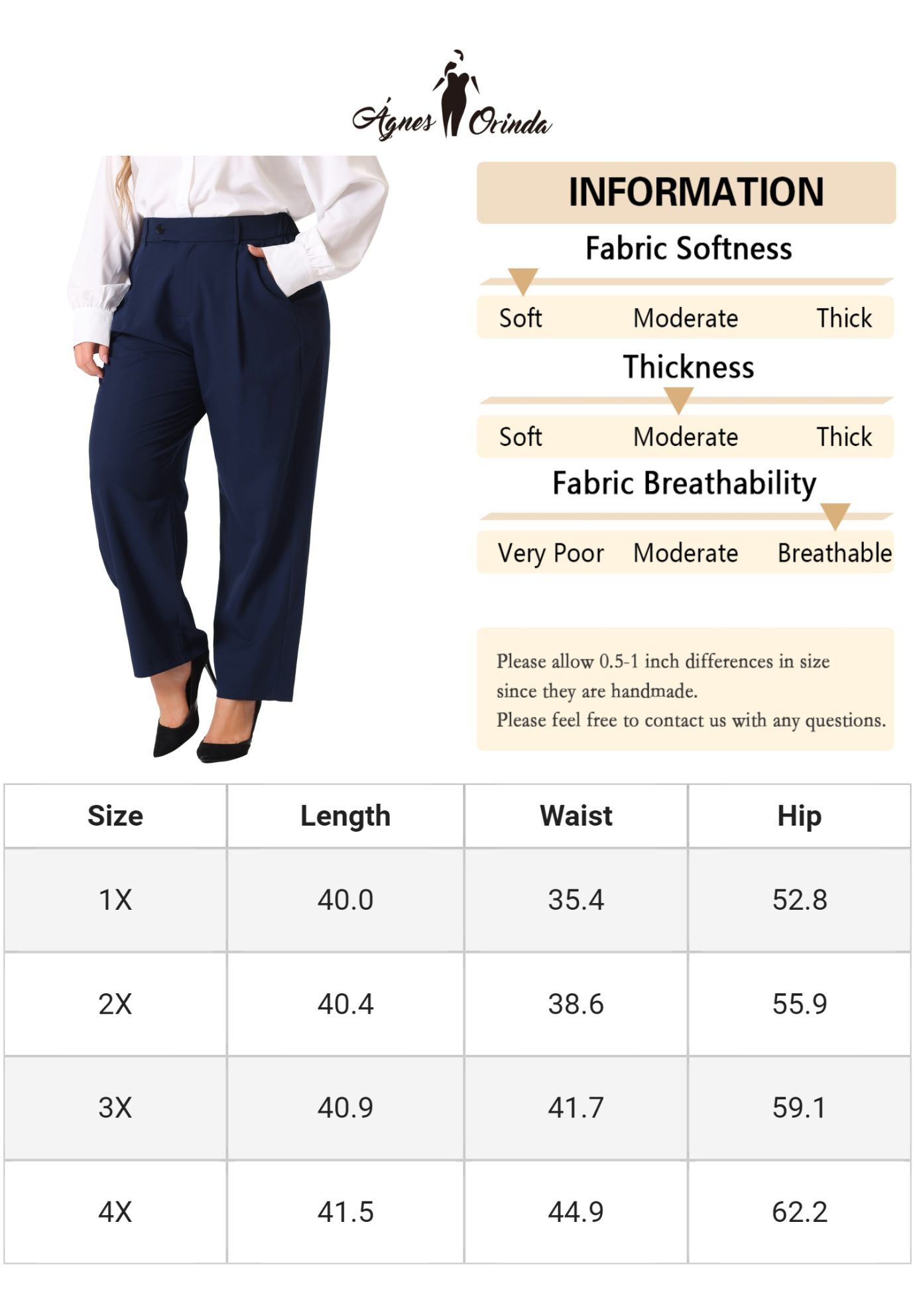 ELASTIC HIGH WAISTED LONG STRAIGHT BUSINESS CASUAL TROUSERS, Navy Blue / Navy, alternate image number 4