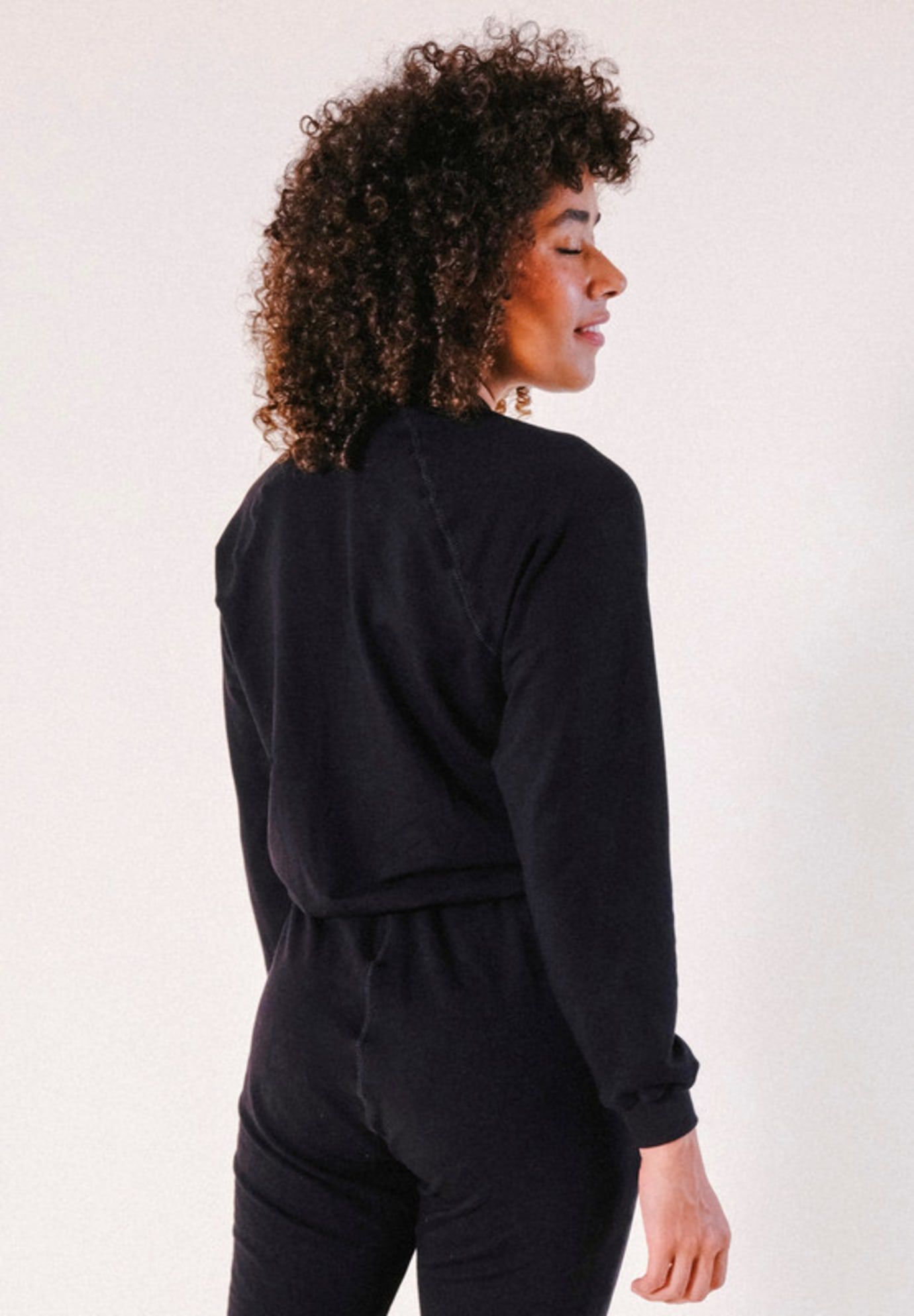 Plus Agnes Raglan Organic Cotton + Tencel Sweatshirt, Black / Black, alternate image number 2
