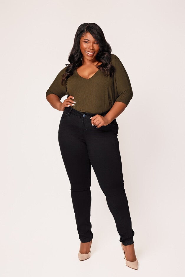 Mid Rise Skinny - Solid Black, Solid Black / Black, hi-res image number 0