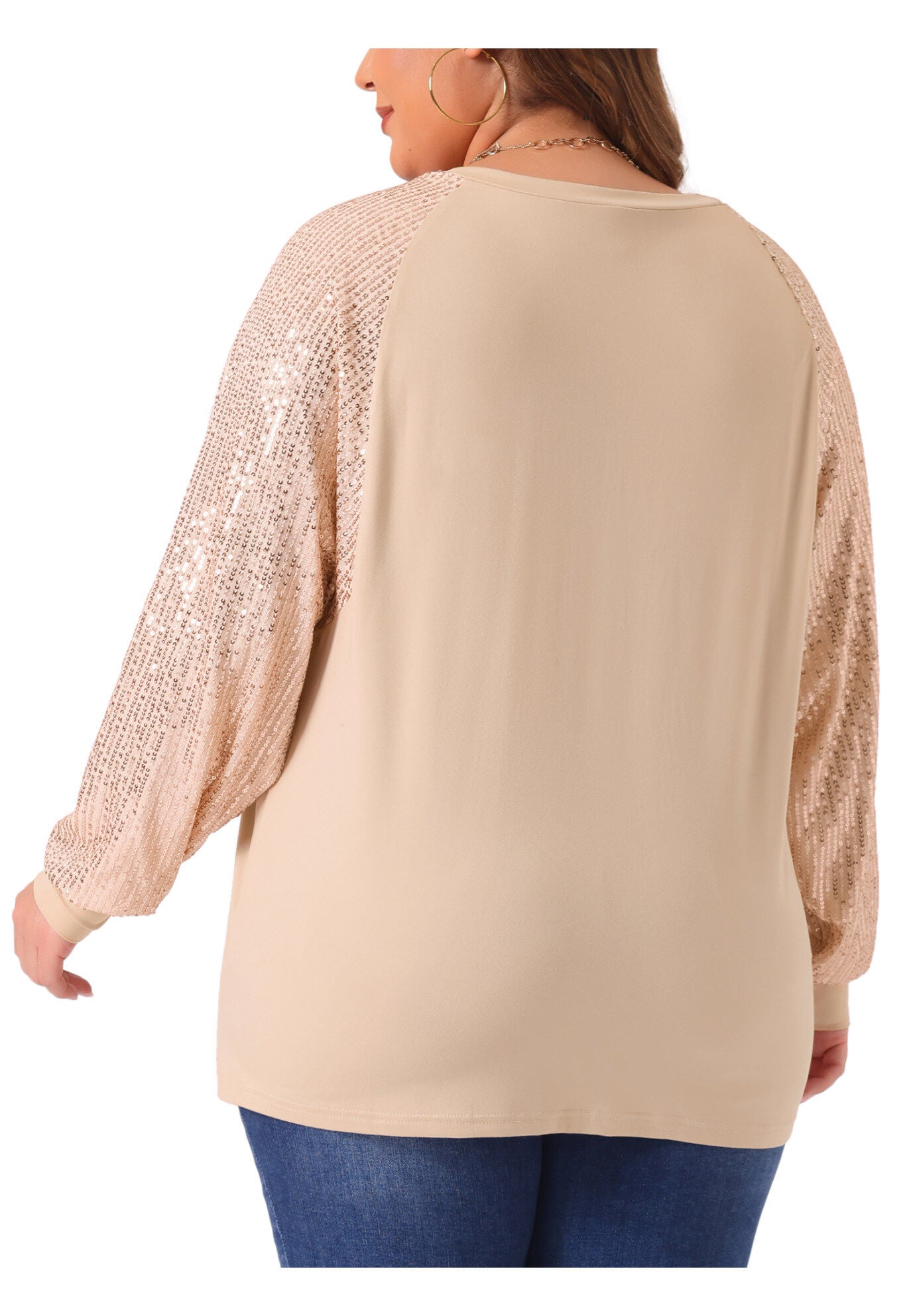 Long Sleeve Shimmer Glitter Sparkle Sequin Top, Pink / Pink, alternate image number 3