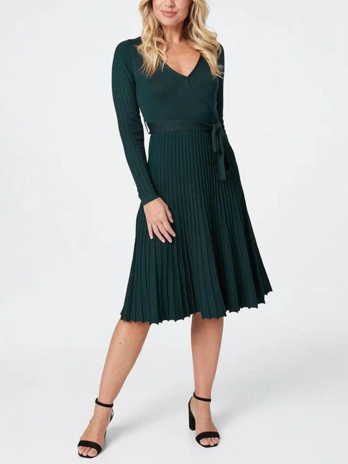 Adelina Dress Knit Pleated Skirt Crossover Top, , alternate image number 7