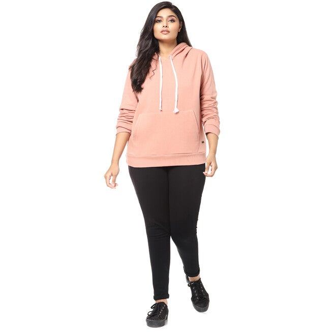 Solid Hooded Sweatshirt, Pink / Pink, alternate image number 1