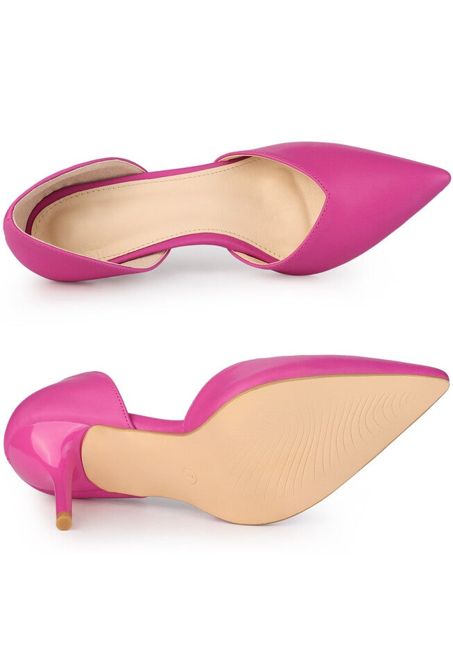 Pointed Toe Slip on Stiletto High Heel Dress Pump, Hot Pink / Pink, alternate image number 3