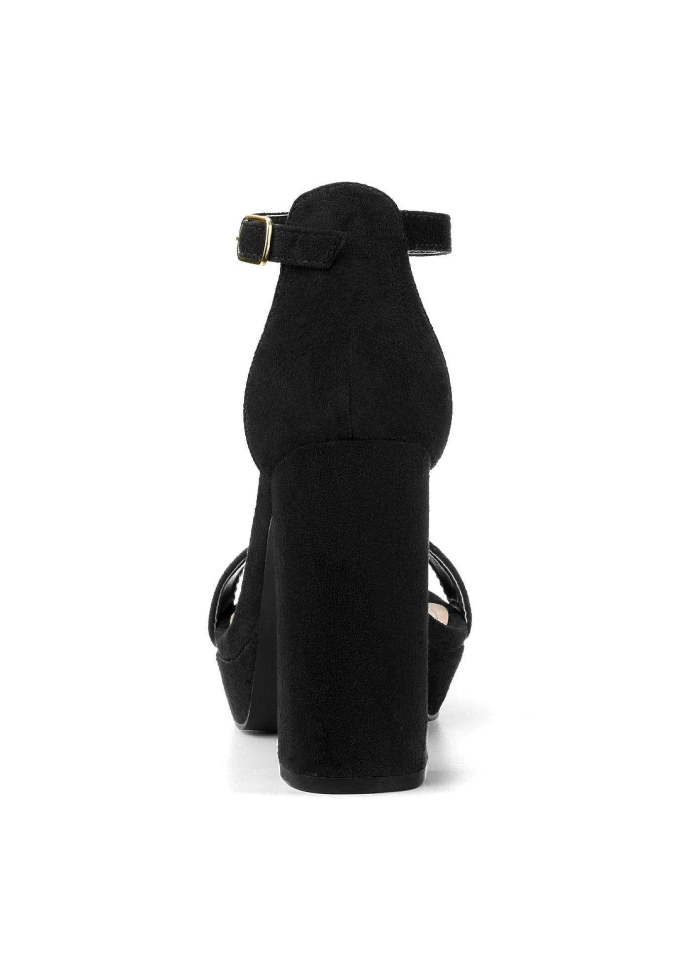 Platform Ankle Strap Chunky High Heel Sandals, Black / Black, alternate image number 3