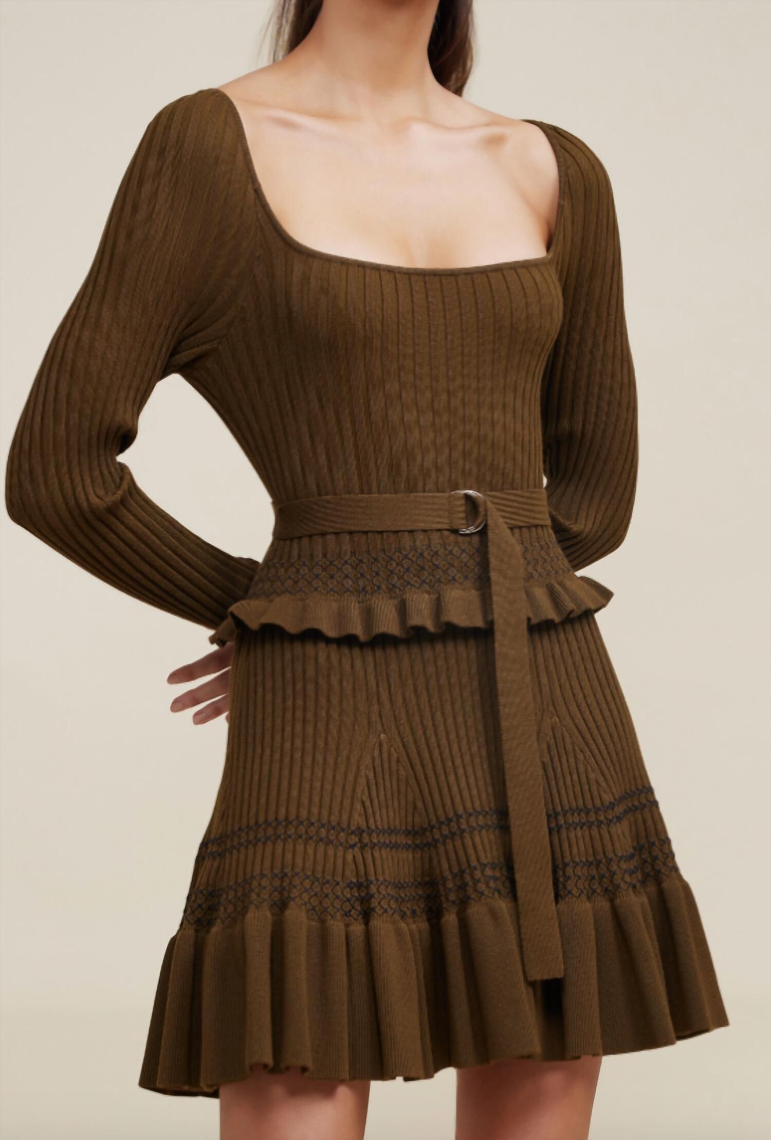 WOTTON DRESS IN HUNTER GREEN MIX, Hunter Green Mix / Brown, hi-res image number 0