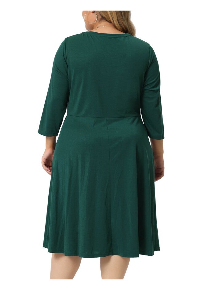 3/4 Sleeve with Pockets A Line Flowy Flare Midi Dress | Dia & Co 3/4 Sleeve with Pockets A Line Flowy Flare Midi Dress | Dia & Co