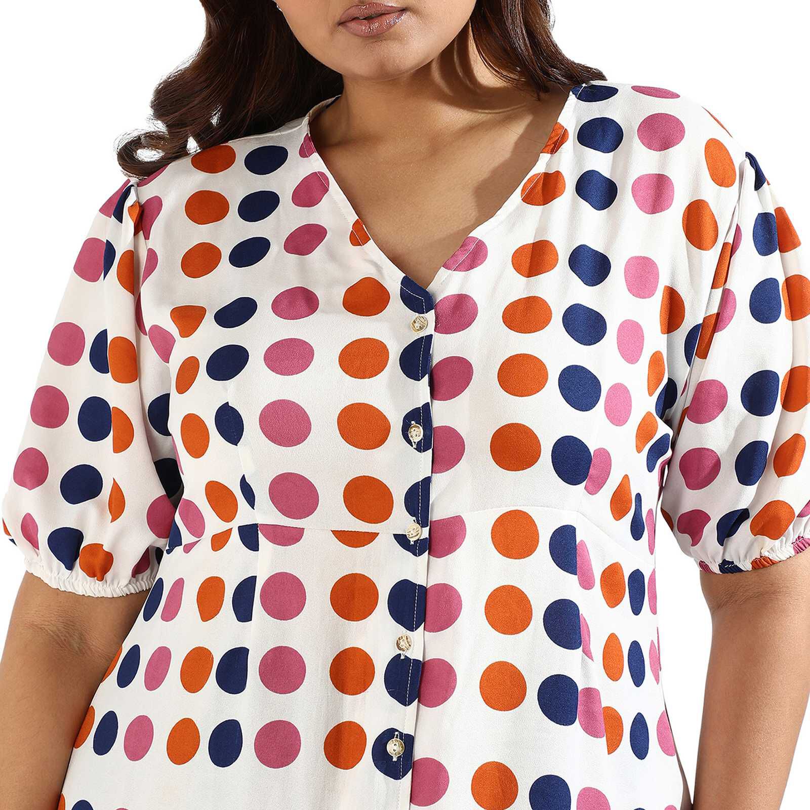 Women Polka Dot Button Down Dresses, , alternate image number 9