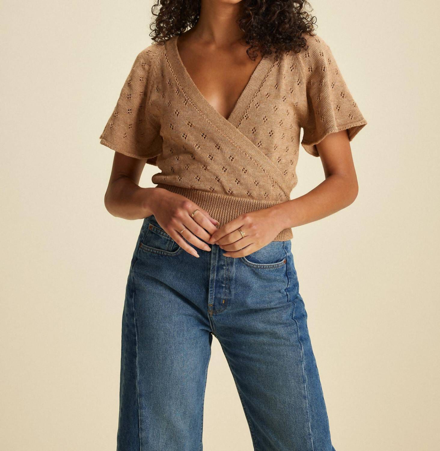 BALLET TOP IN BEIGE MELANGE, Beige Melange / Beige, hi-res image number 0