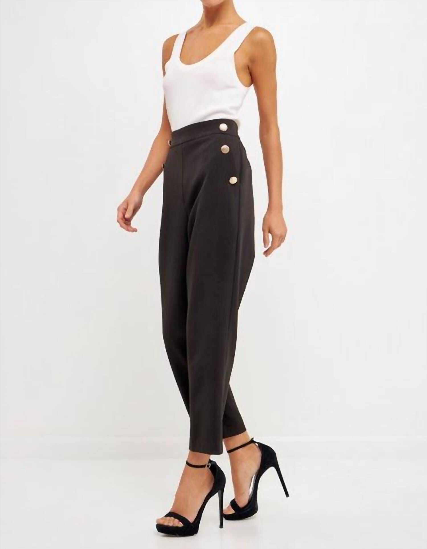 Keep It Classic High Waisted Trousers In Black, , alternate image number 3