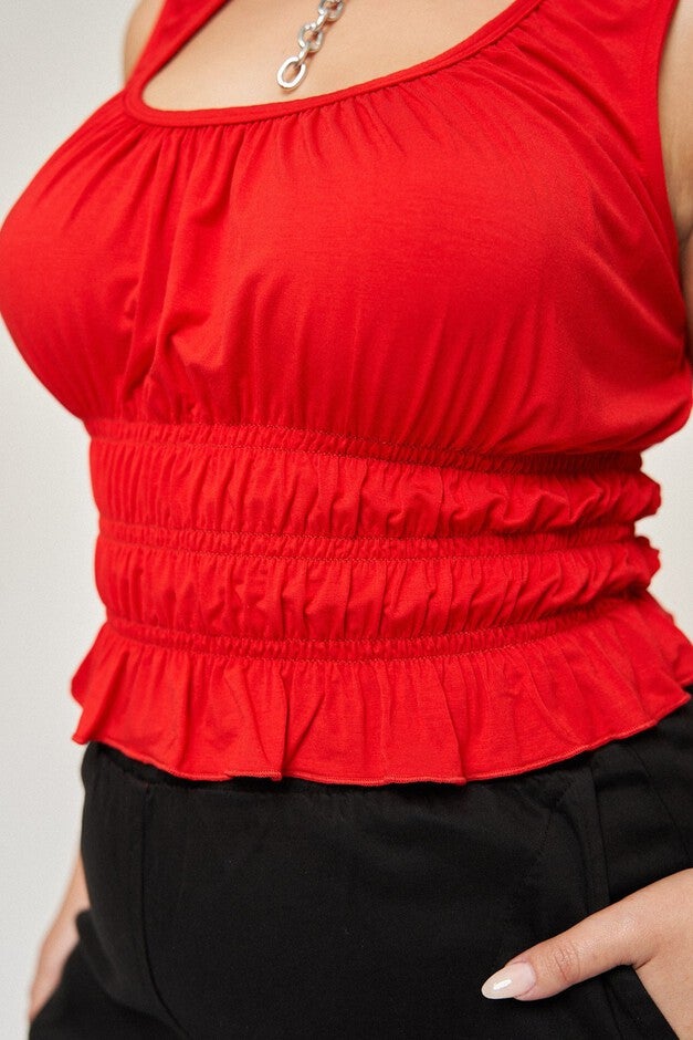 Molly Shirred Waist Top, Cherry / Red, alternate image number 2