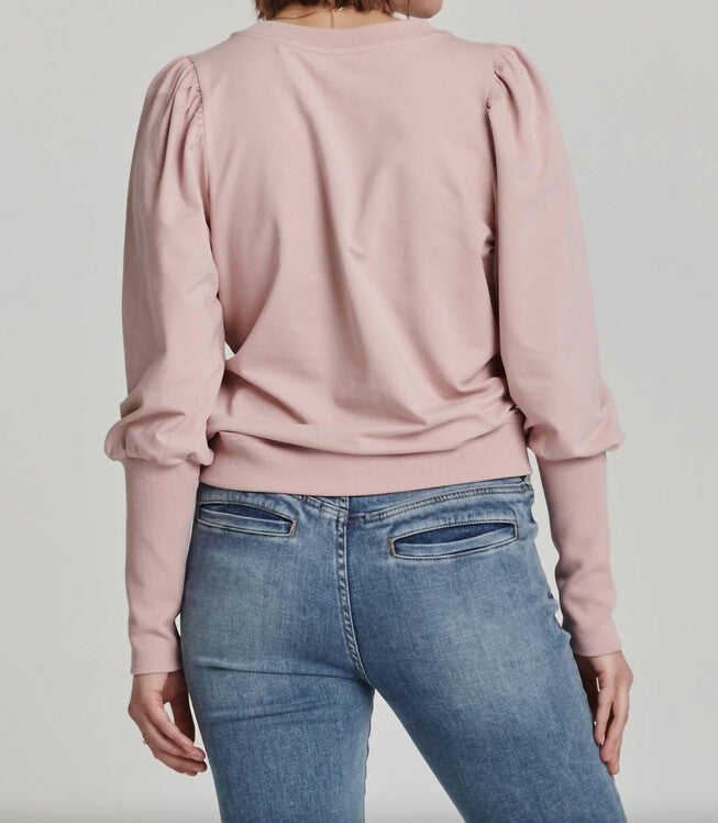 TAYNA PUFF SHOULDER SWEATSHIRT IN PINK, Pink / Pink, alternate image number null