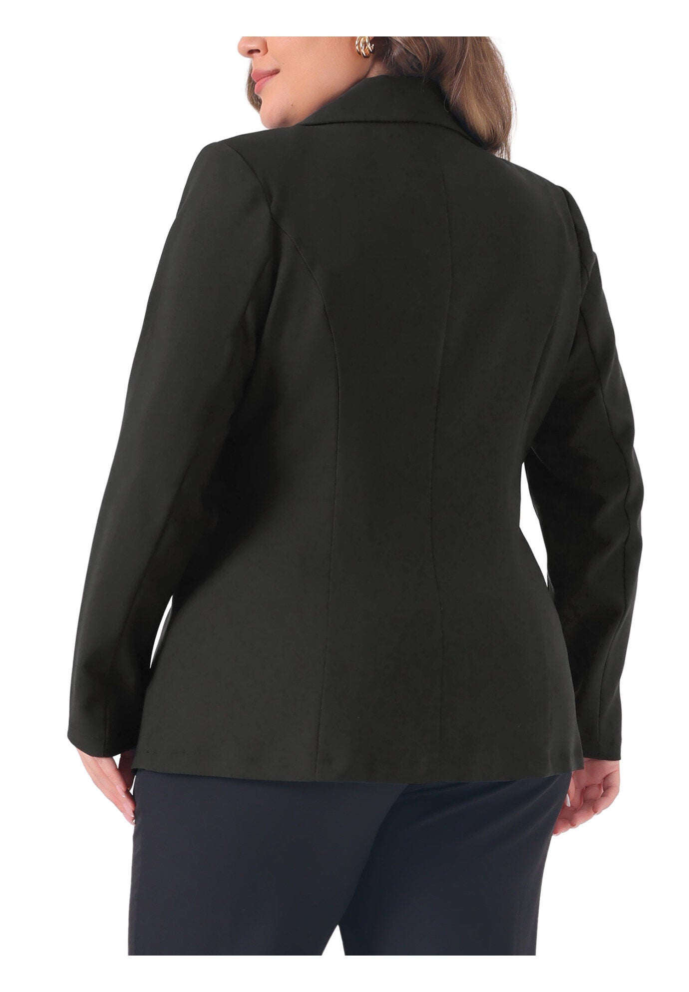 NOTCH LAPEL DOUBLE BREASTED BLAZER, Black / Black, alternate image number 3