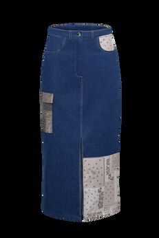 Patchwork Denim Midi Skirt