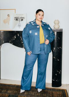 Denim Jacket with Floral Appliqué