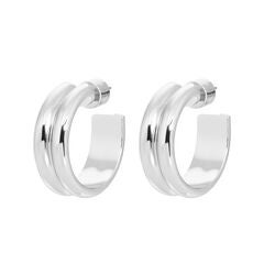 Double Domed Hoops Silver