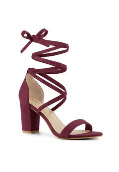 Strappy Chunky High Heels Lace Up Heels Sandals