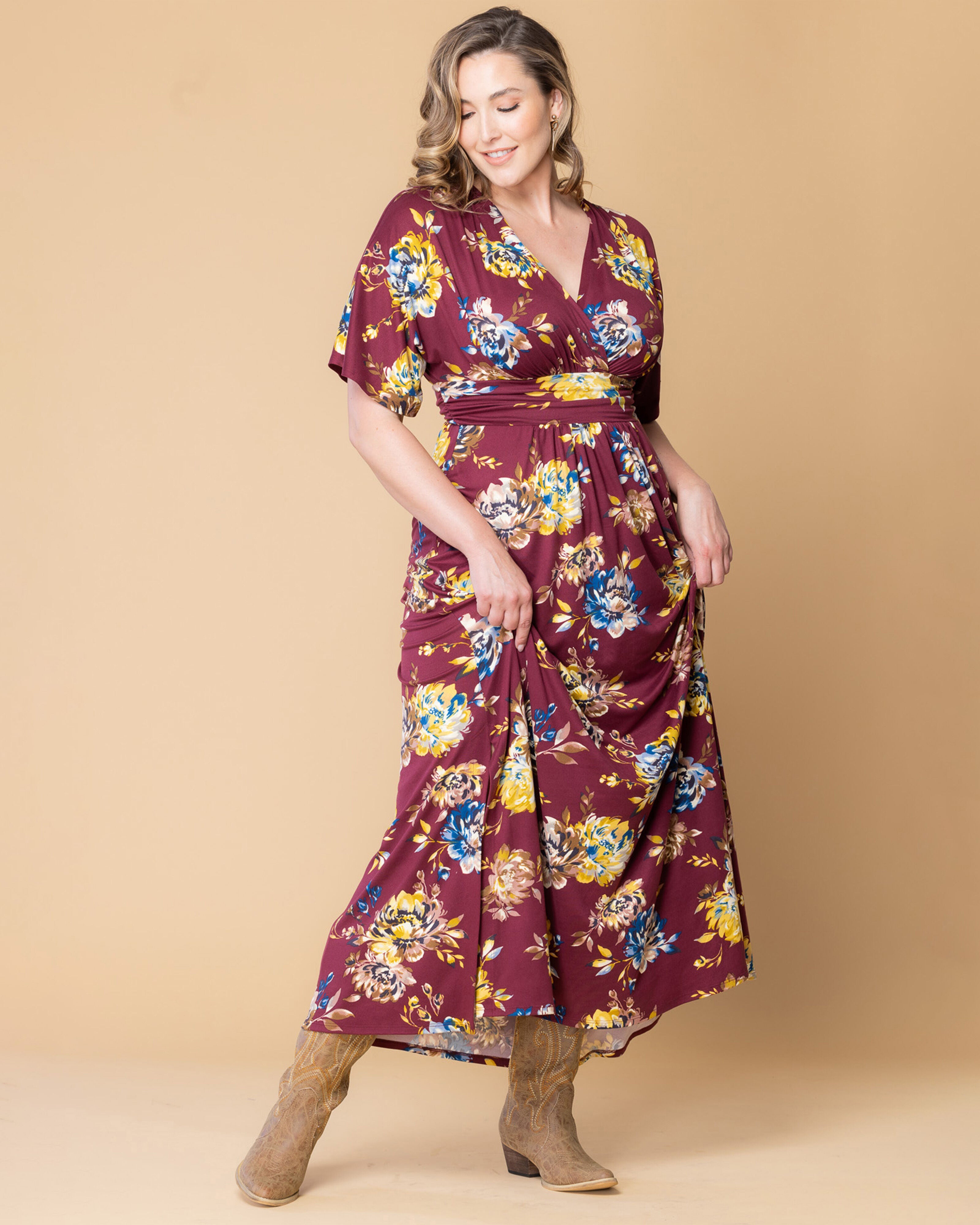 Vienna Maxi Dress, BORDEAUX BLOOMS / Burgundy, alternate image number 3