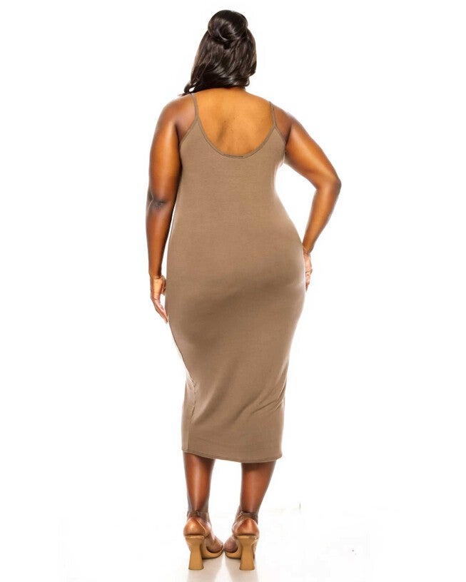 Jennie Spaghetti Strap Midi Dress, Mocha / Brown, alternate image number 2