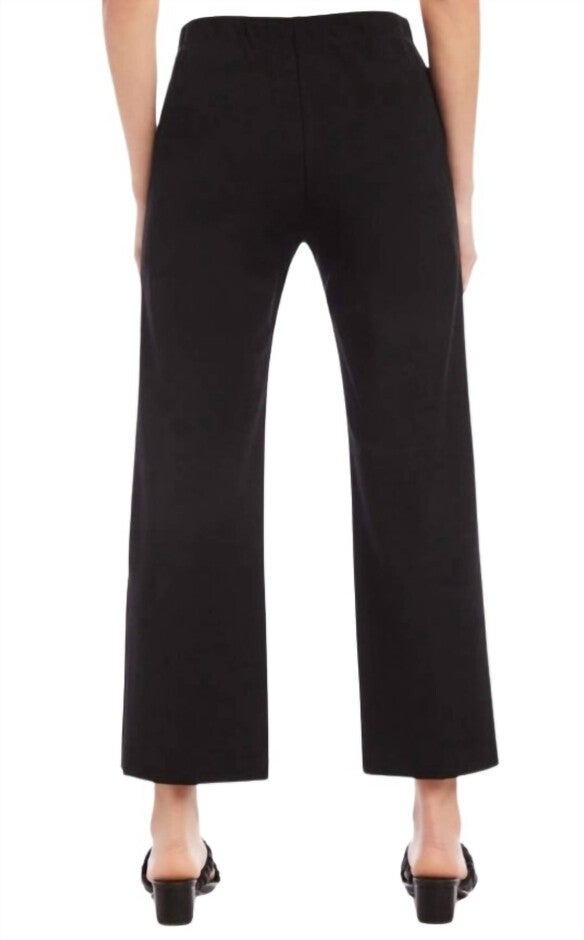 CROPPED BUTTON HEM PANTS IN BLACK/GOLD, BlackGold / Black, alternate image number null