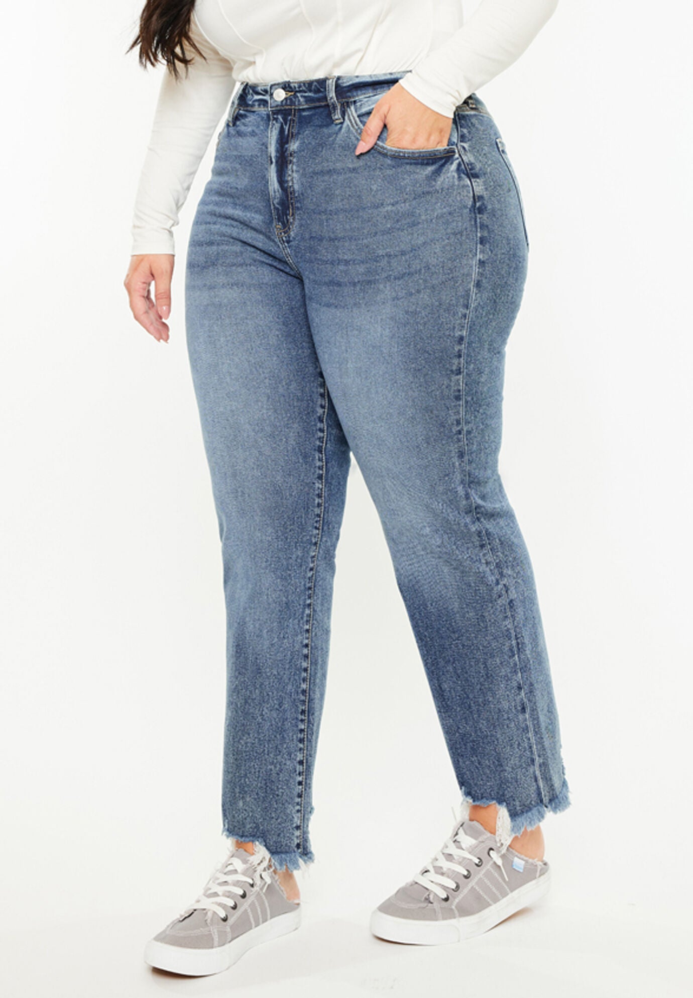 Kristine Essentials High Rise Slim Straight Leg Jeans (Plus size), Dark Wash / Dark Wash, alternate image number 3