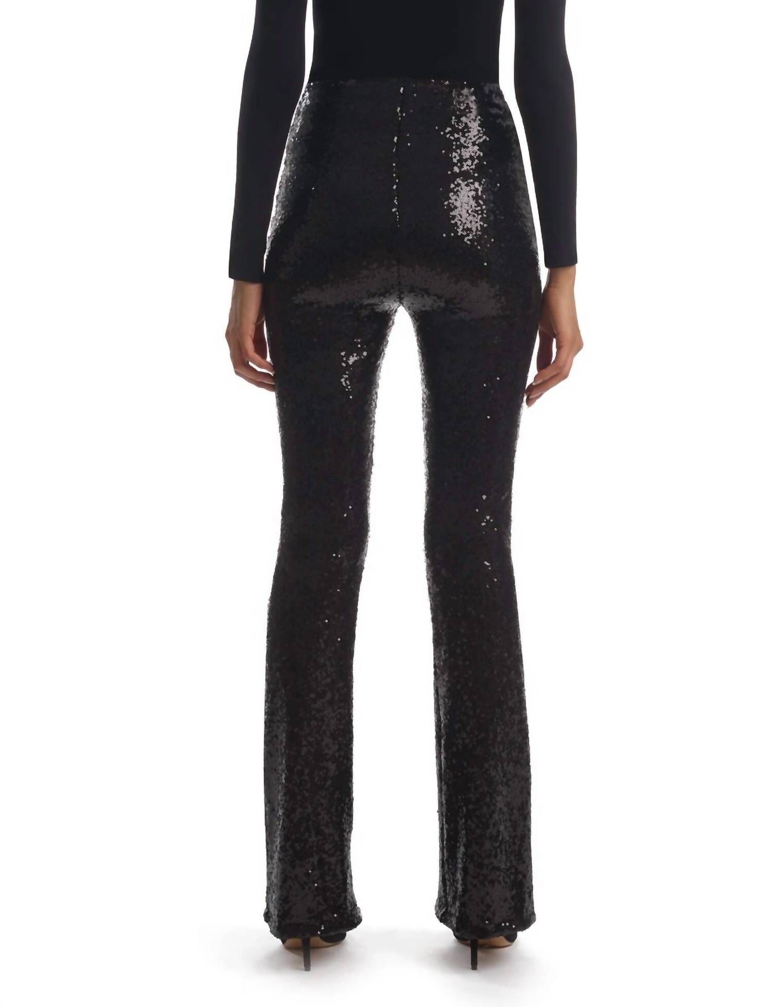Sequin Flared Legging In Black, , alternate image number 1