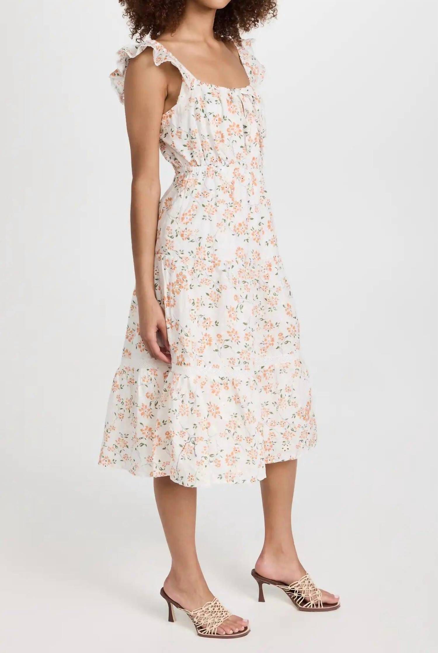 ACROPOLIS HILLS MIDI DRESS IN ORANGE FLORAL, , alternate image number 7