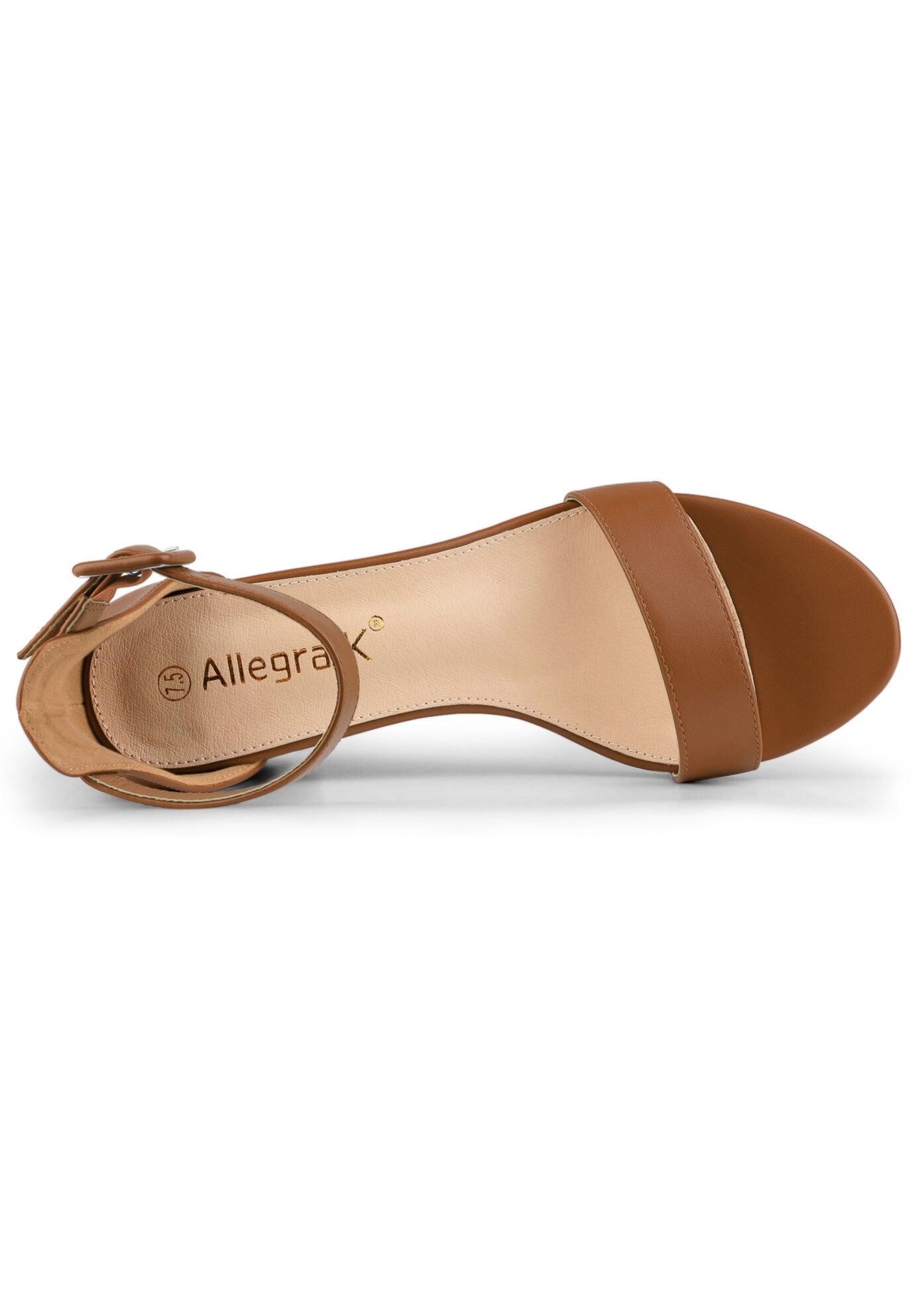 Open Toe Low Block Heel Ankle Strap Sandals, Brown / Brown, alternate image number 3