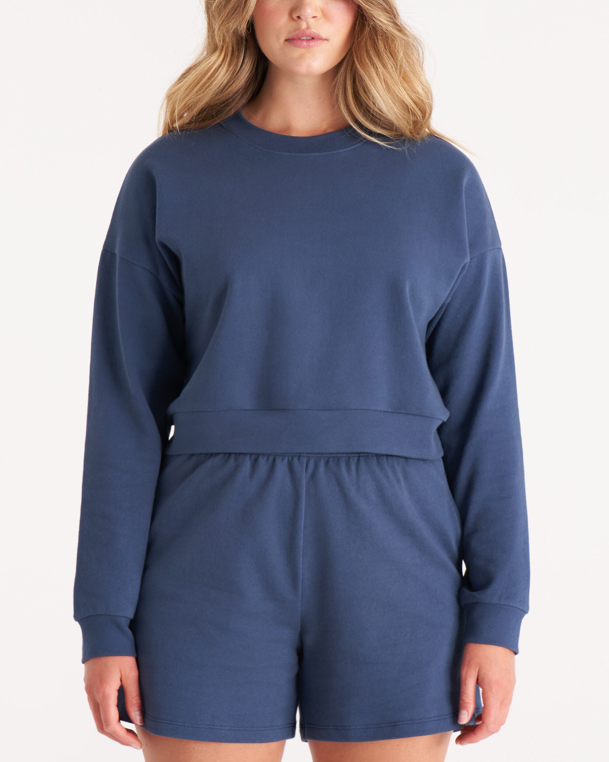 The Crop Sweatshirt, Midnight / Navy, hi-res image number 0