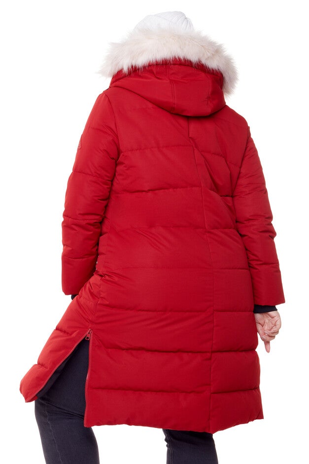 Women's Plus Size - KLUANE | Vegan Down Recycled Ultra Long Winter Parka, Water Repellent, Red / Red, alternate image number 3