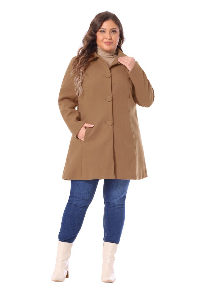 CLASSIC SINGLE BREASTED PEA TRENCH LONG COAT, Camel / Brown, hi-res image number 0