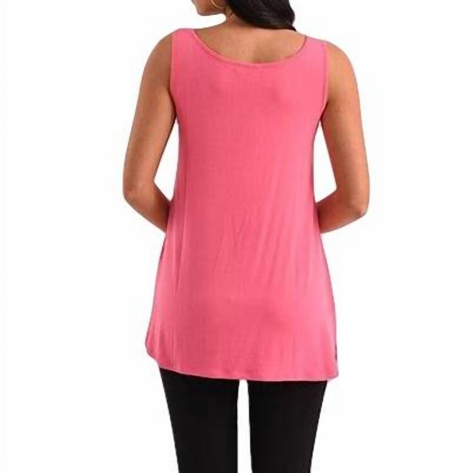 FRENCH KYSS LONG TANK TOP IN FUCHSIA, , alternate image number 3
