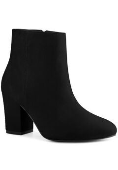 Round Toe Chunky High Heels Ankle Boots for Women