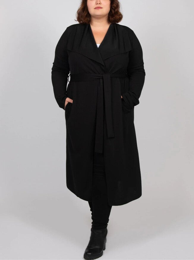 Evelyn Lux Soft Knit Long Cardigan, Black / Black, hi-res image number 0