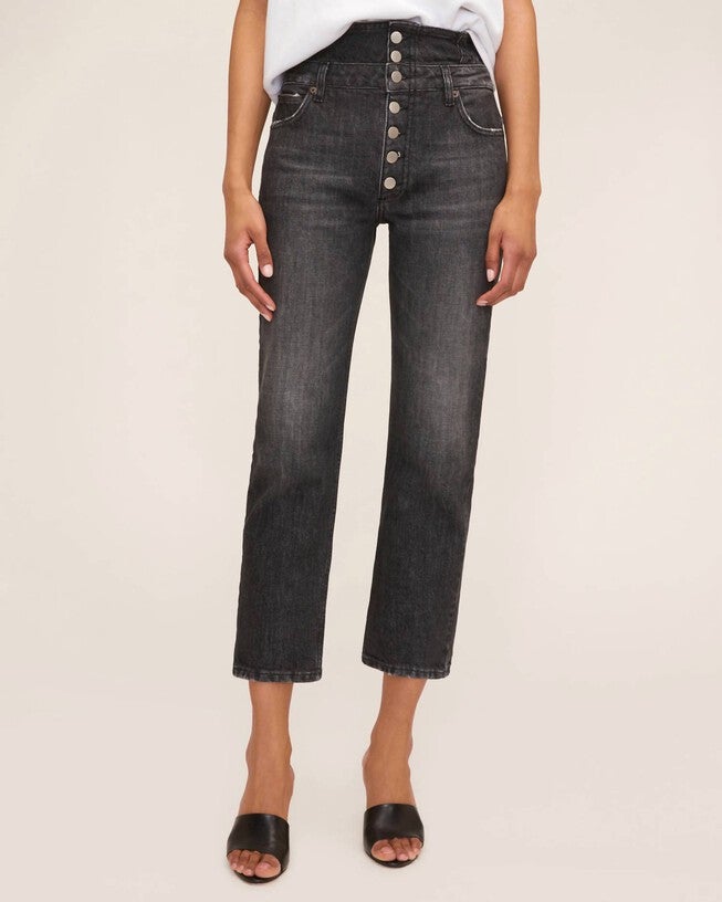 TURNER II HIGH WAIST CORSET JEAN IN FADED BLACK, Faded Black / Black, hi-res image number null