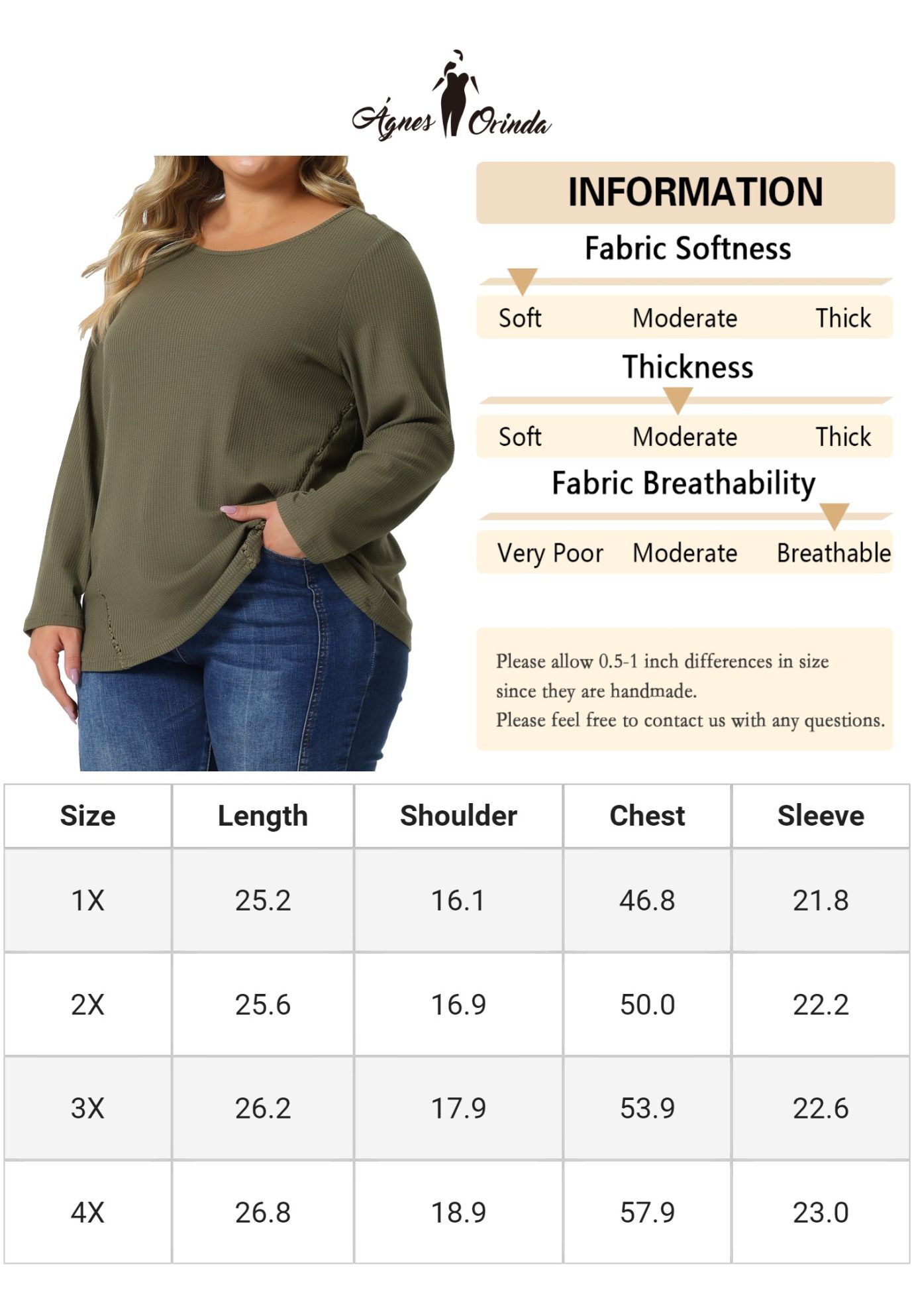 WAFFLE KNIT CAUSAL ROUND NECK TOP, Green / Sage Green, alternate image number 4