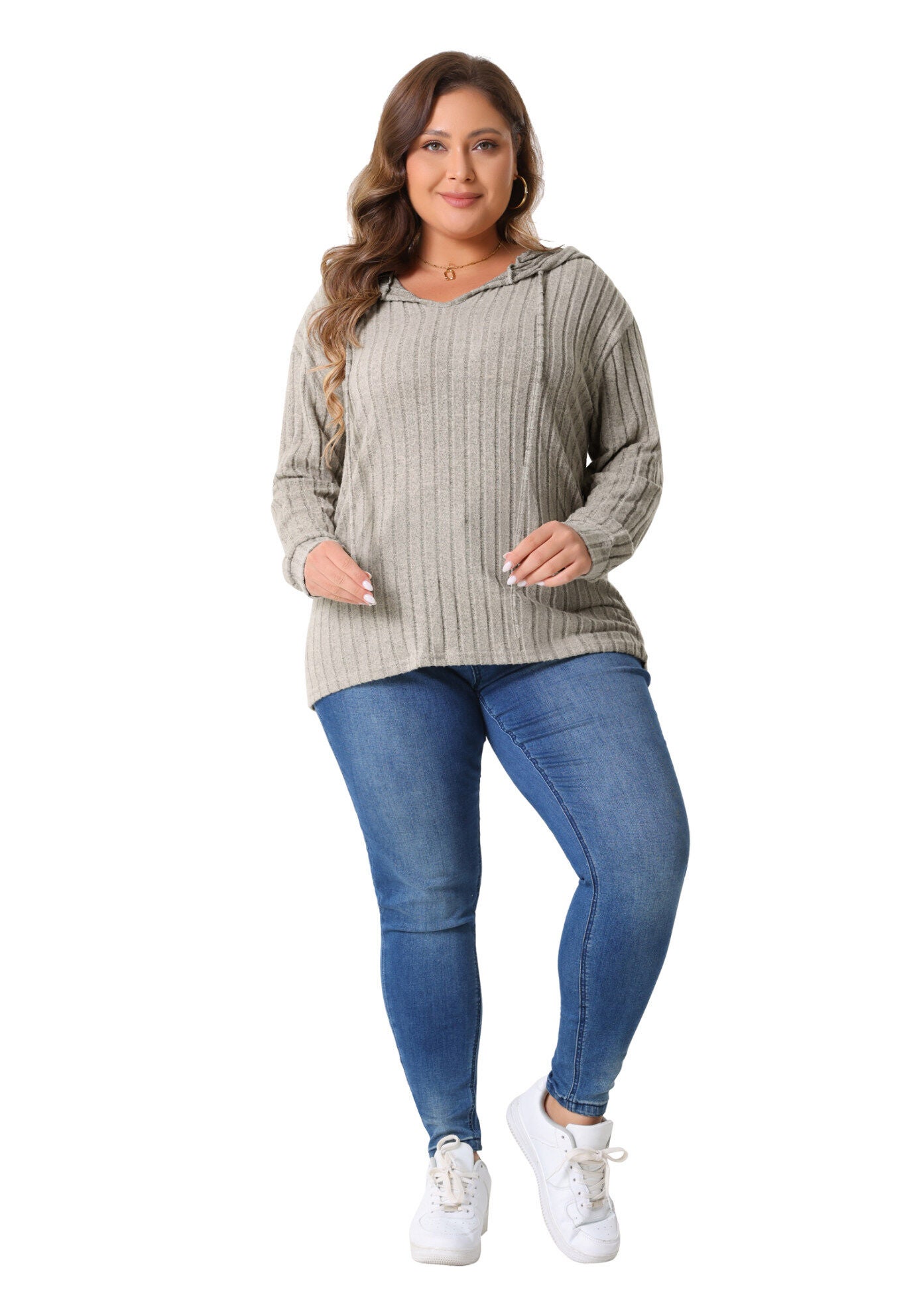 Pullover Lightweight Drawstring Sweatshirt Hoodie, Khaki / Warm Grey, hi-res image number 0