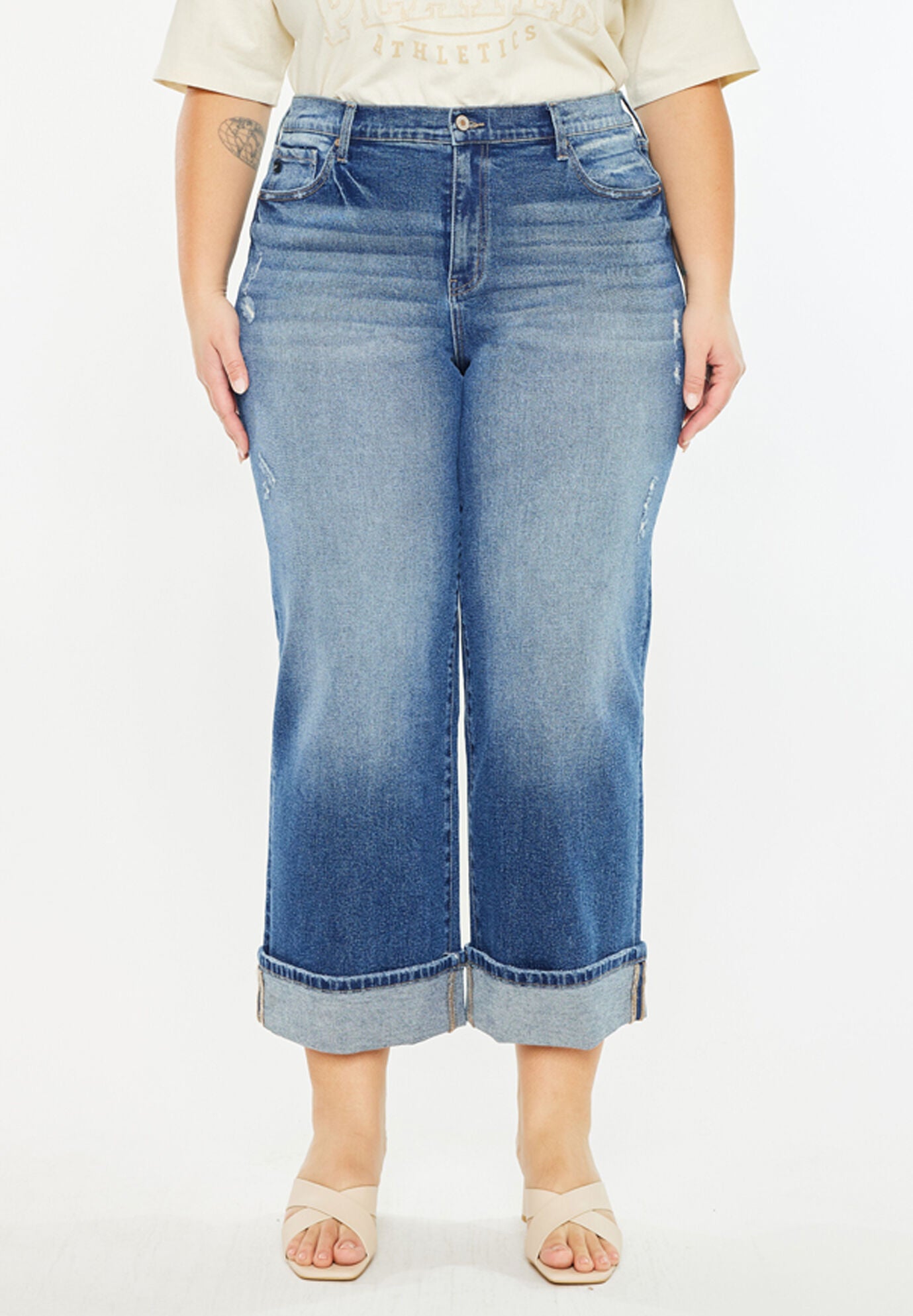 Conie High Rise Wide Leg Jeans (Plus Size), Dark Wash / Dark Wash, hi-res image number 0